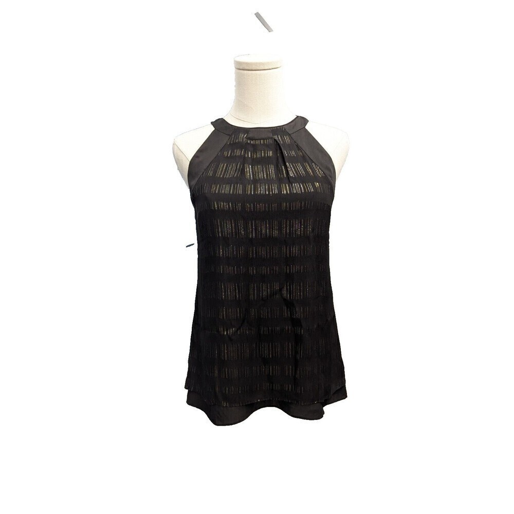 White House Black Market Chiffon‎ Tinsel Racerback Keyhole Top Size 0 Petite